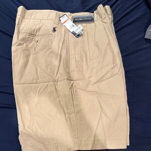 Polo by Ralph Lauren Classic Tan Flat-Front Cotton Shorts